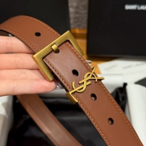 Signature Saint Laurent Brown Waist Belt - Picture 1 of 9